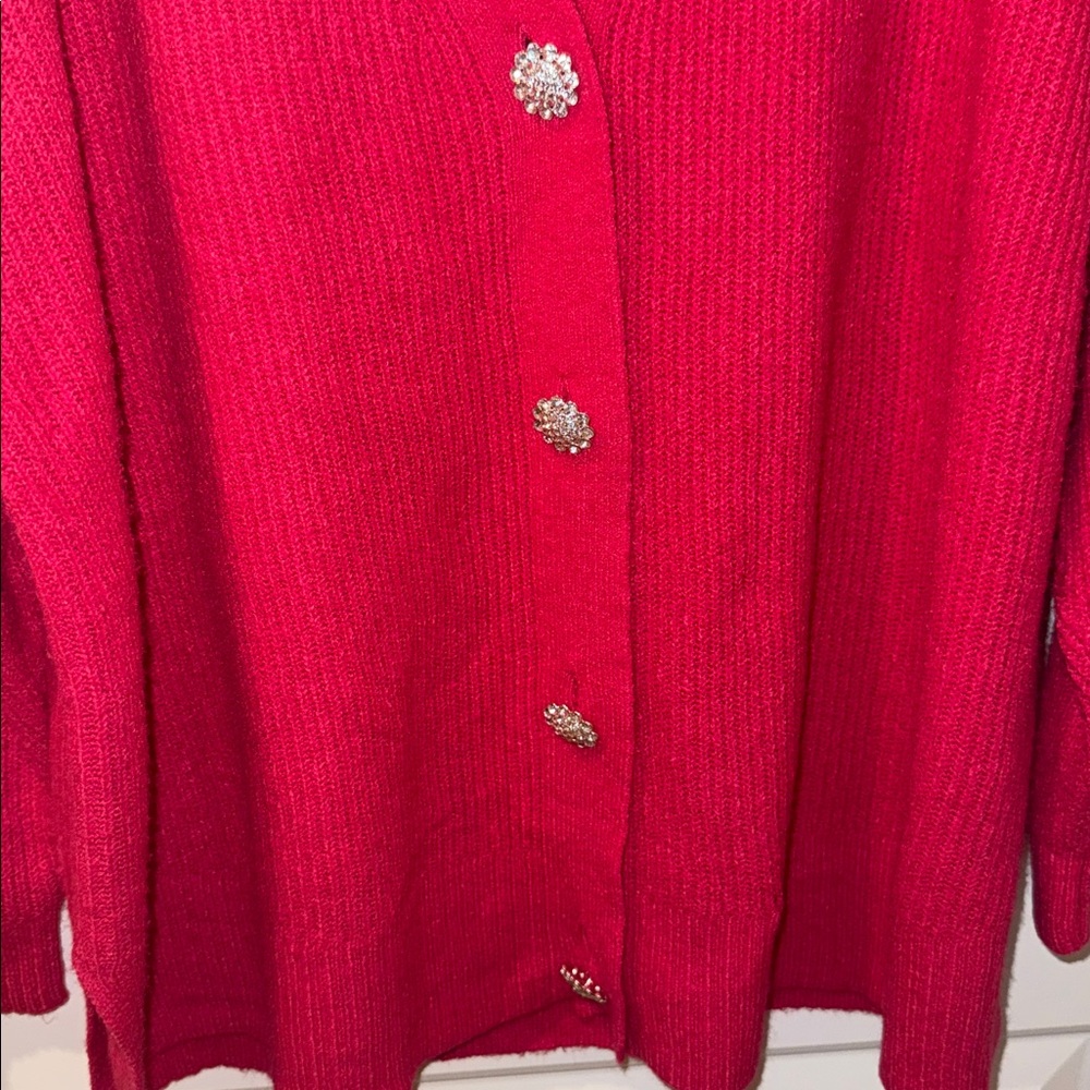Women's Pink Cardigan Sweater - Picture 2 of 4